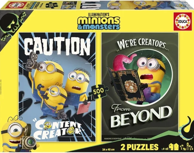 Puzzle Educa „Mimoni și monștri” 2×500 de piese