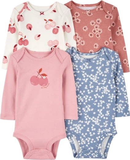 Carter’s body pentru bebeluși cu mânecă lungă Pink/Blue Floral, set 4 buc, măr. 56 (NB)
