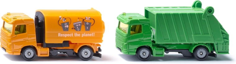 Set municipal Siku cu mașină de măturat și camion de gunoi