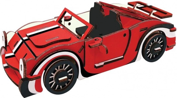 Puzzle 3D din lemn Cabriolet roșu pentru copii