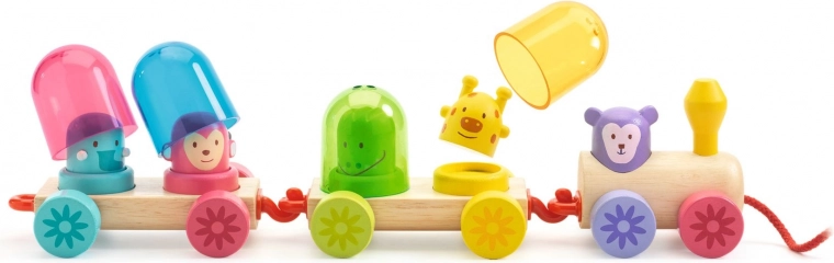 Trenuleț din lemn colorat Djeco Rainbow