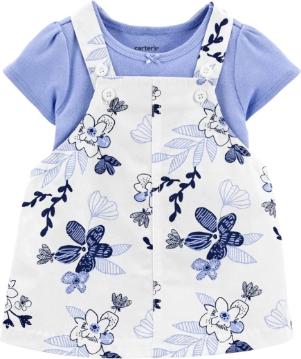 Set Carter’s din 2 piese pentru bebeluș: body cu mânecă scurtă și rochiță cu bretele, blue floral