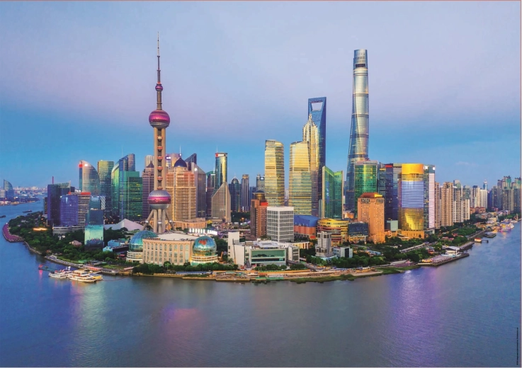 Educa Puzzle Panorama Shanghai la apus de soare 1000 de piese