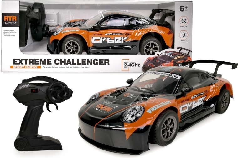 Mașină RC portocalie 1:8 cu caroserie iluminată 2,4 GHz