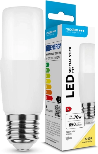 Bec LED Modee Lighting Stick T37 7,9 W E27, alb cald, 650 lm