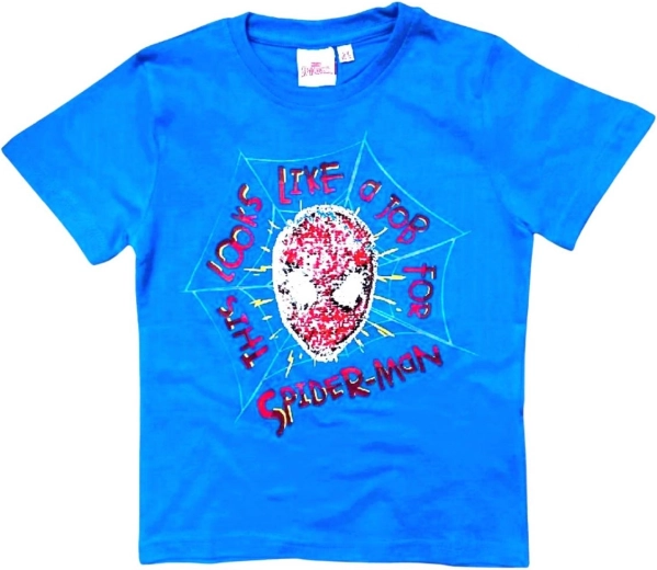 Tricou albastru Spider-Man cu paiete care își schimbă aspectul