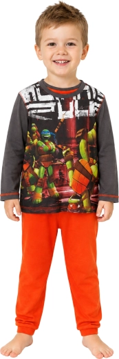 Pijama pentru băieți Țestoasele Ninja gri antracit-portocaliu