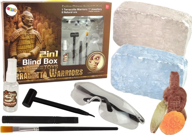 Set arheologic 2-în-1 – cristale și comori pentru copii