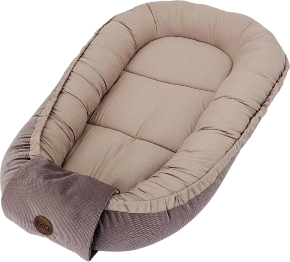 Cuib pentru bebeluși din bumbac EKO, catifea, 85 × 50 cm – Roz închis