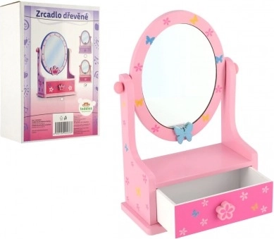 Cutie pentru bijuterii din lemn cu oglindă pentru micile prințese