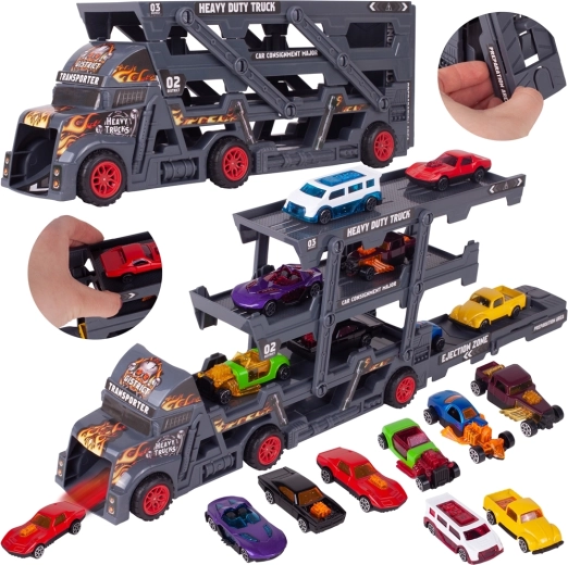 Transportor cu 8 mașinuțe din metal