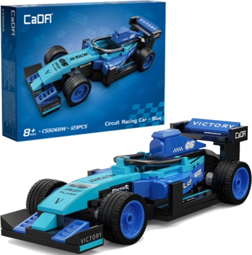 Set de construcție CaDA mașină de curse circuit racing car blue 123 piese
