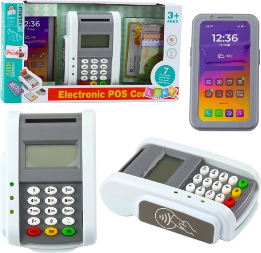Terminal de plată pentru copii cu telefon și card, cu lumini și sunete