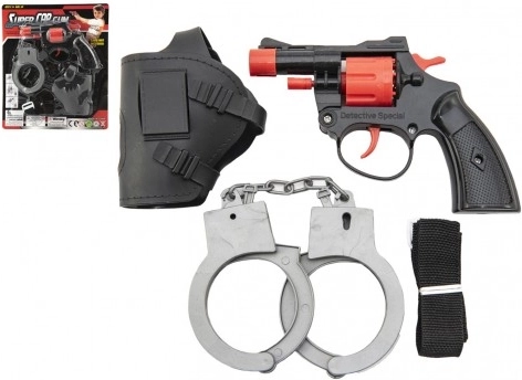 pistol cu capse pentru copii cu toc și cătușe 13 cm