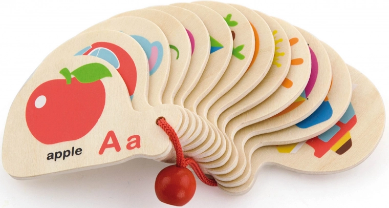 Cărticică din lemn pentru învățarea alfabetului și a limbii engleze Montessori