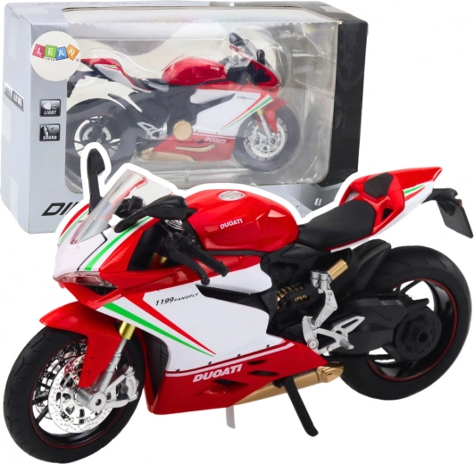 Motocicletă sport din metal 1:12 cu lumini și sunete – roșu‑alb