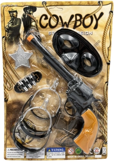 Set cowboy pentru copii – revolver, toc și insignă de șerif