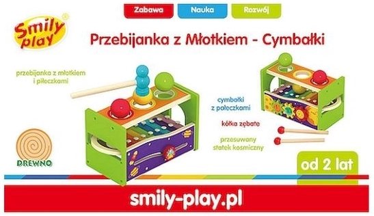 Smilp jucărie din lemn tip bătător cu ciocănel și xilofon