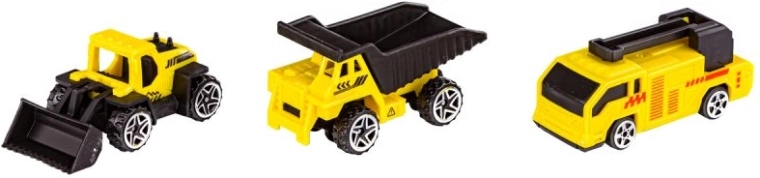 5 mini vehicule cu tematică de șantier și elemente mobile