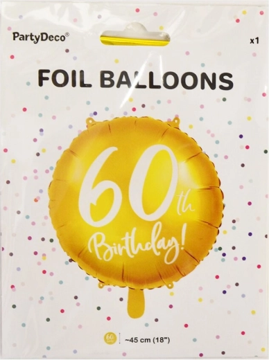Balon din folie numărul 60, auriu, 45 cm
