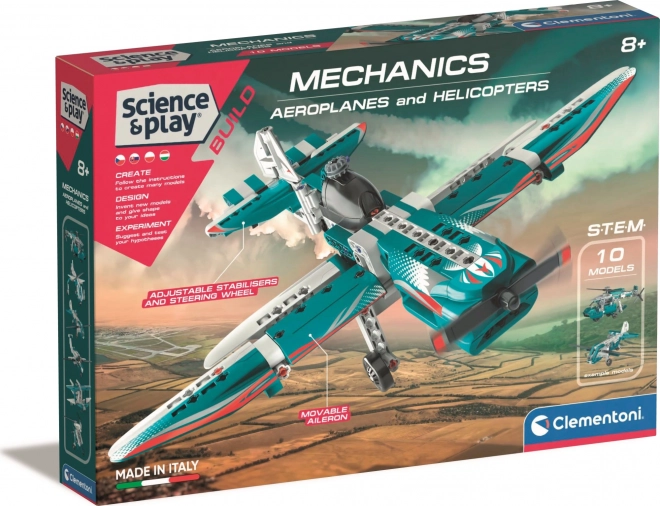 Clementoni Science & Play laborator mecanic – avioane și elicoptere 10 în 1