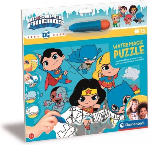 Clementoni Puzzle cu Pictură cu Apă: DC Super Friends cu 15 Piese