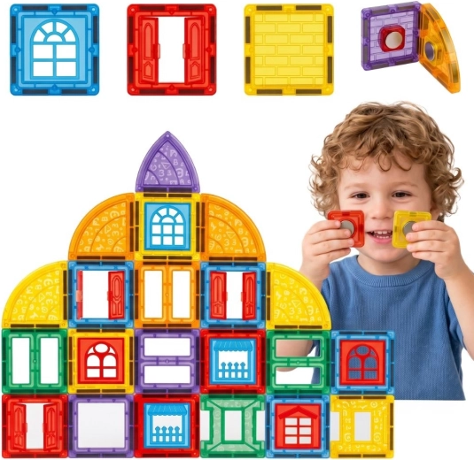 Set de construcție magnetic Woopie, castel 3D, 100 de piese
