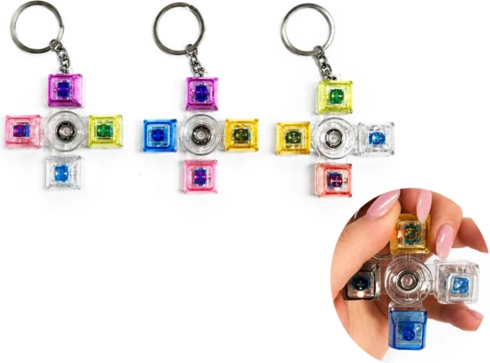 Breloc senzorial cu click pentru chei, cu spinner și lumină - 1 bucată