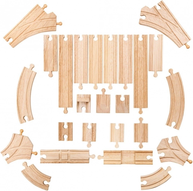 BIGJIGS RAIL șine din lemn, set de 25 piese