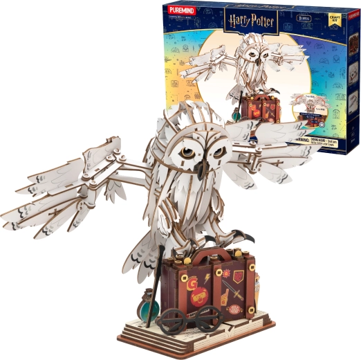 Puremind Harry Potter puzzle 3D din lemn Hedwig cu aripi mobile