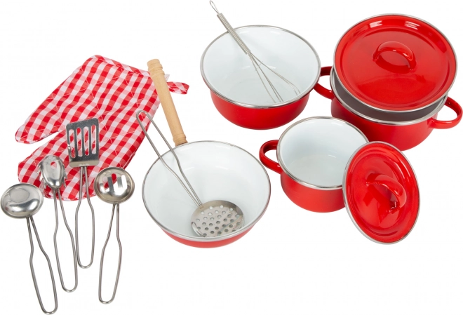 Set de vase metalice roșii pentru copii Small Foot