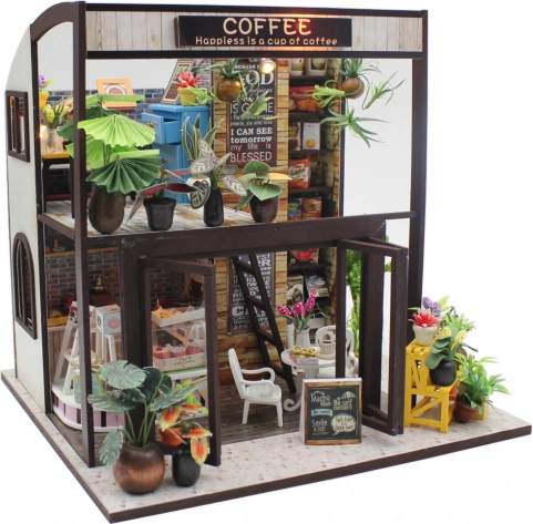 miniatură căsuță cafenea – set de construit cu iluminare LED