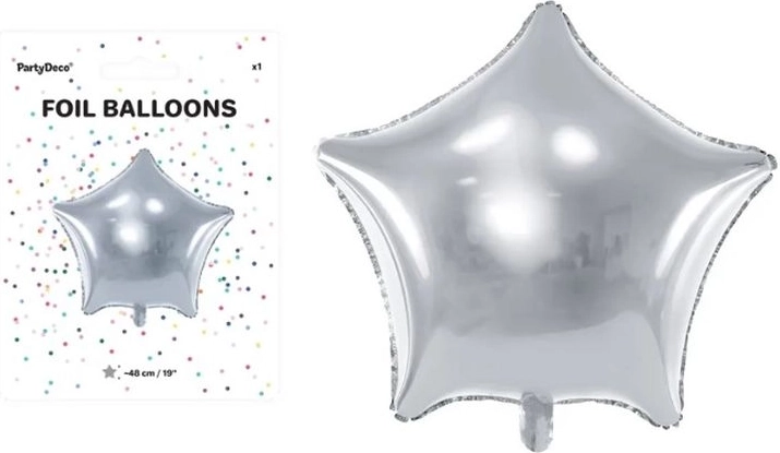 Balon din folie în formă de stea, argintiu, 48 cm
