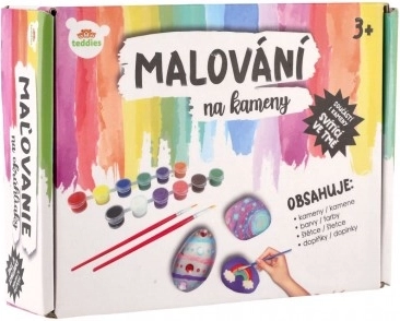 Pictură pe pietre care strălucesc în întuneric – set creativ cu vopsele și pensule