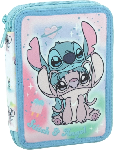 Penar echipat cu două compartimente Disney Stitch & Angel, albastru deschis