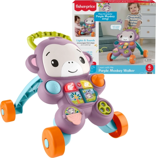Premergător interactiv Fisher-Price cu maimuțică mov