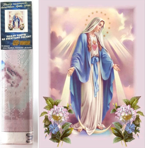 Pictură cu diamante Fecioara Maria 30 × 40 cm
