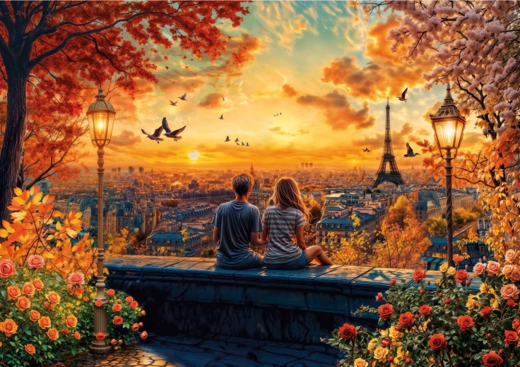 Educa puzzle Îndrăgostiți la Paris 1500 piese