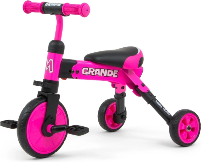 Milly Mally Grande 2în1 bicicletă fără pedale și tricicletă roz pentru copii