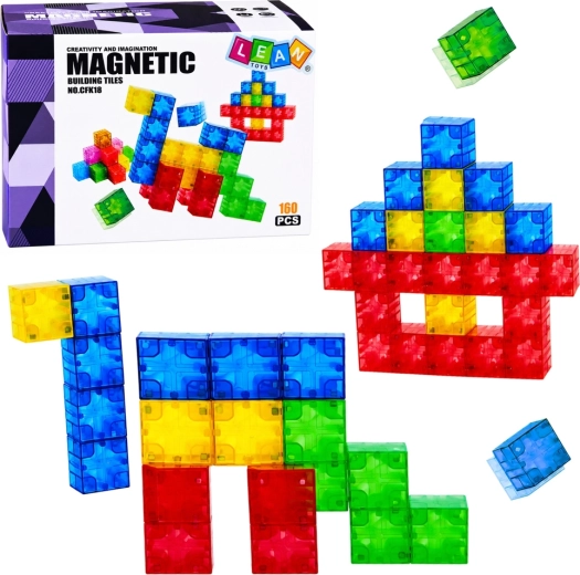 Cuburi de construcție magnetice – cuburi magnetice 3D colorate (160 de piese)