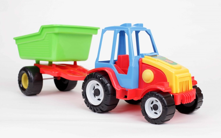 Tractor din plastic cu remorcă basculantă pentru copii