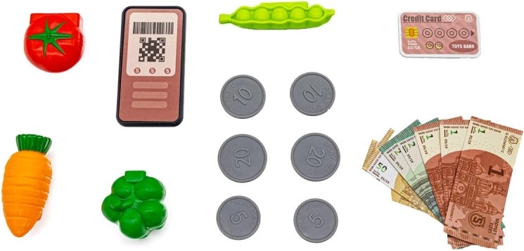 Accesorii bogate pentru joacă de-a magazinul