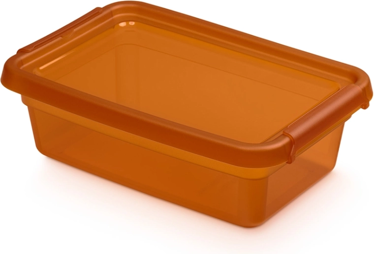 Basestore cutie de depozitare cu capac și cleme amber 3 l (19 × 28 × 9 cm)