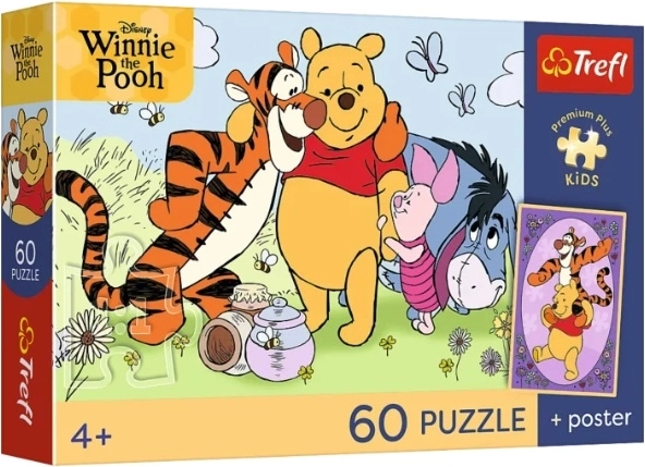 Puzzle pentru copii PremPlus Kids Kubuś „Uśmiech i miód” 60 de piese