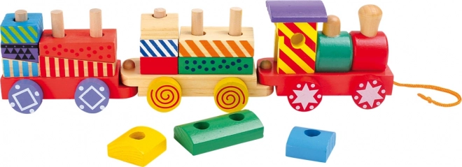 Tren din lemn de tras, colorat, small foot