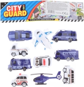 Set de vehicule de poliție cu avion și elicopter