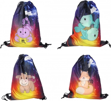 Rucsac tip săculeț Zodiac cu motivul celor 12 zodii