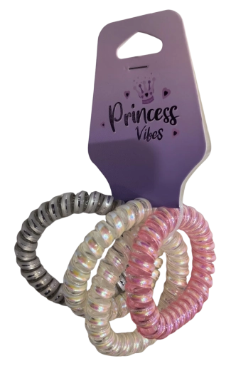 PINK set de elastice spiralate pentru păr cu efect perlat și metalizat (4 buc.)
