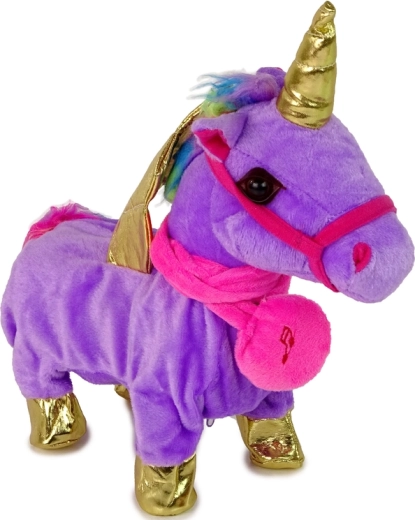 Unicorn Violet Interactiv de Pluș cu Aripi de Aur