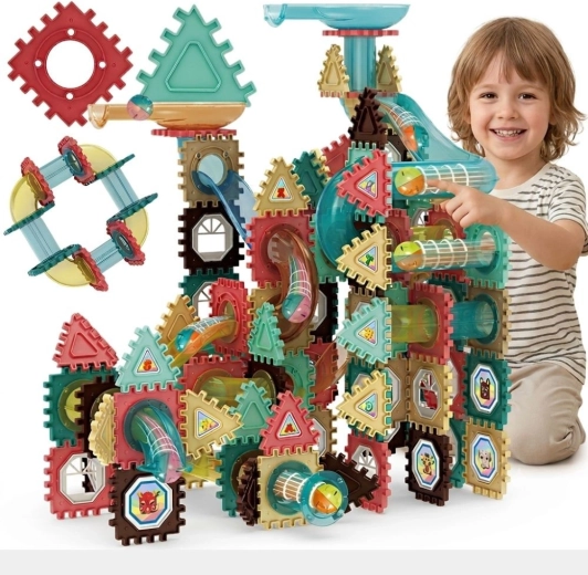 Woopie set de construcție 3D cu pistă pentru bile, 228 de piese